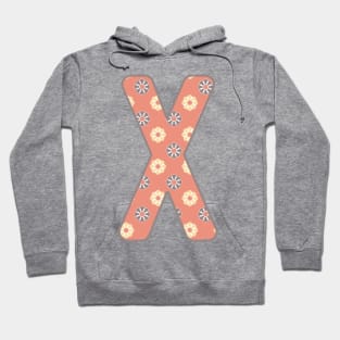 MONOGRAM LETTER X PINK FLORAL TYPOGRAPHY DESIGN Hoodie